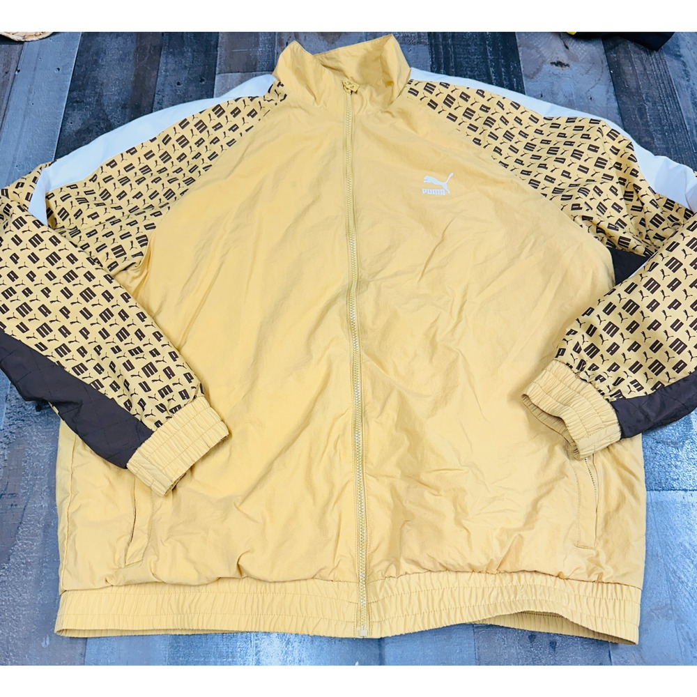 PUMA Gold Brown Y2K Luxe Active Windbreaker Track Jacket SZ 3XL